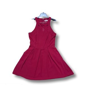 Speechless burgundy fit and flare halter dress